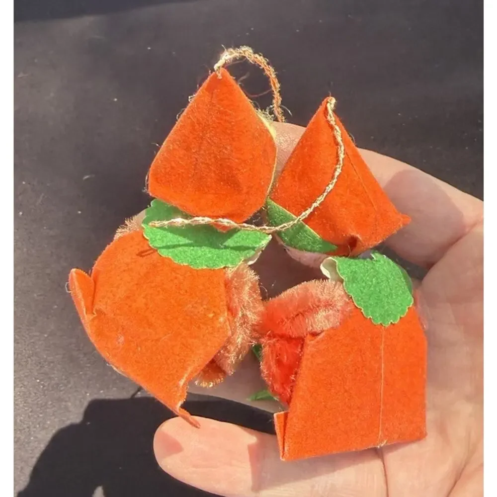 Felted Paper Elf Christmas Ornaments Pixie Chenille Spun Cotton Lot 2 -LO11/2